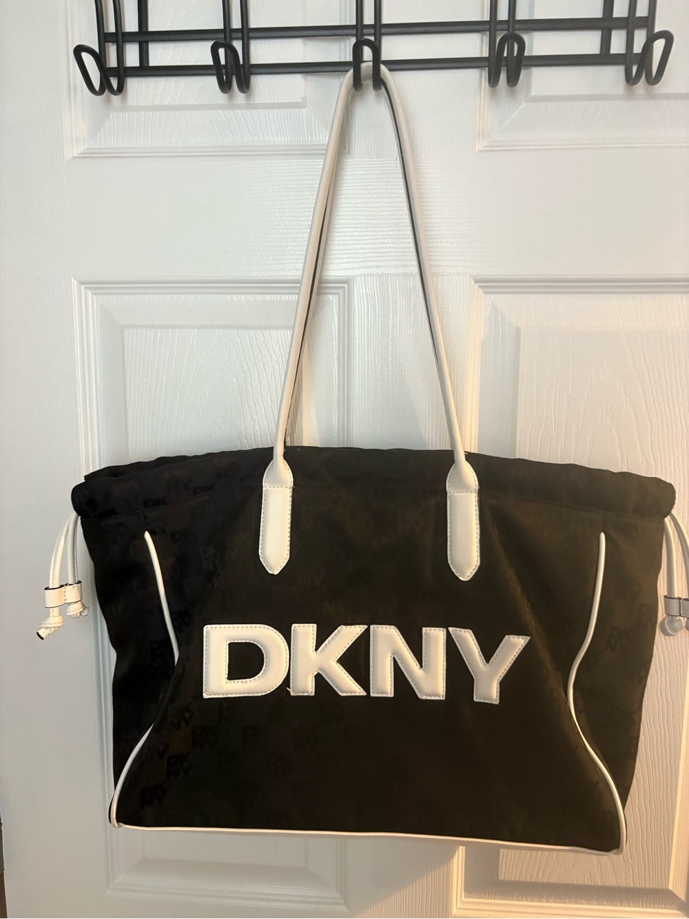 DKNY Black Tote with White Logo and Trim